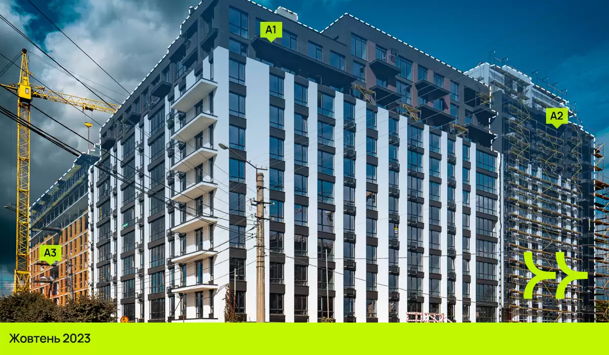 Динаміка будівництва житлового району «Manhattan UP»: березень – жовтень 2023