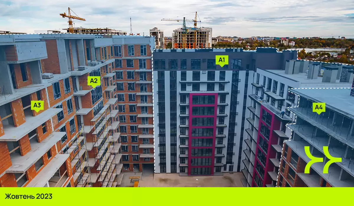 Динаміка будівництва житлового району «Manhattan UP»: жовтень 2023 – березень 2024